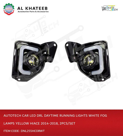 Car LED Drl Daytime Running Lights White Fog Lamps Yellow Hiace 2014-2018, 2Pcs/Set