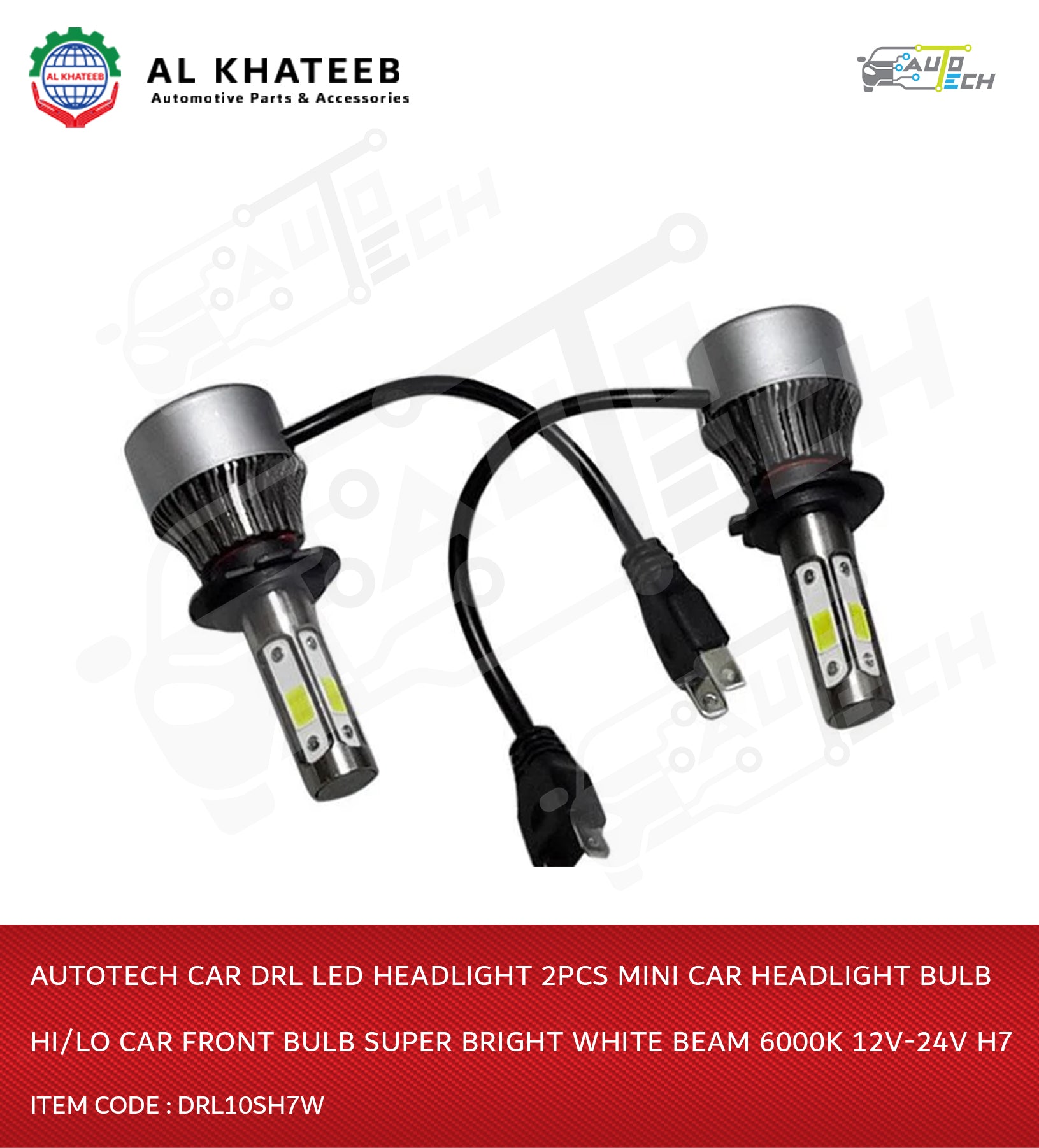 Car Drl LED Headlight 2Pcs Mini Car Headlight Bulb Hi/Lo Car Front Bulb Super Bright White Beam 6000K 12V-24V H7