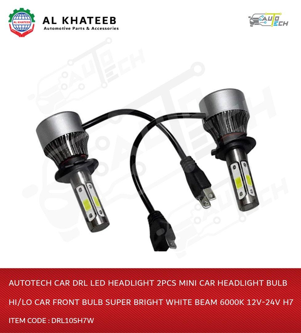 Car Drl LED Headlight 2Pcs Mini Car Headlight Bulb Hi/Lo Car Front Bulb Super Bright White Beam 6000K 12V-24V H7