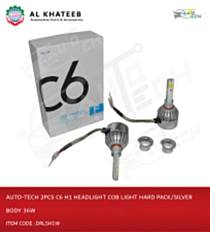 Universal Car Headlight LED Cob Light H1 Hard Pack/Silver Body 36W 2PCS