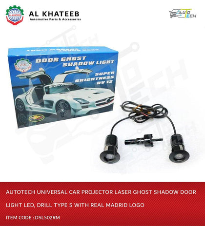 Universal Car Projector Laser Ghost Shadow Door Light LED, Drill Type S With Real Madrid Logo