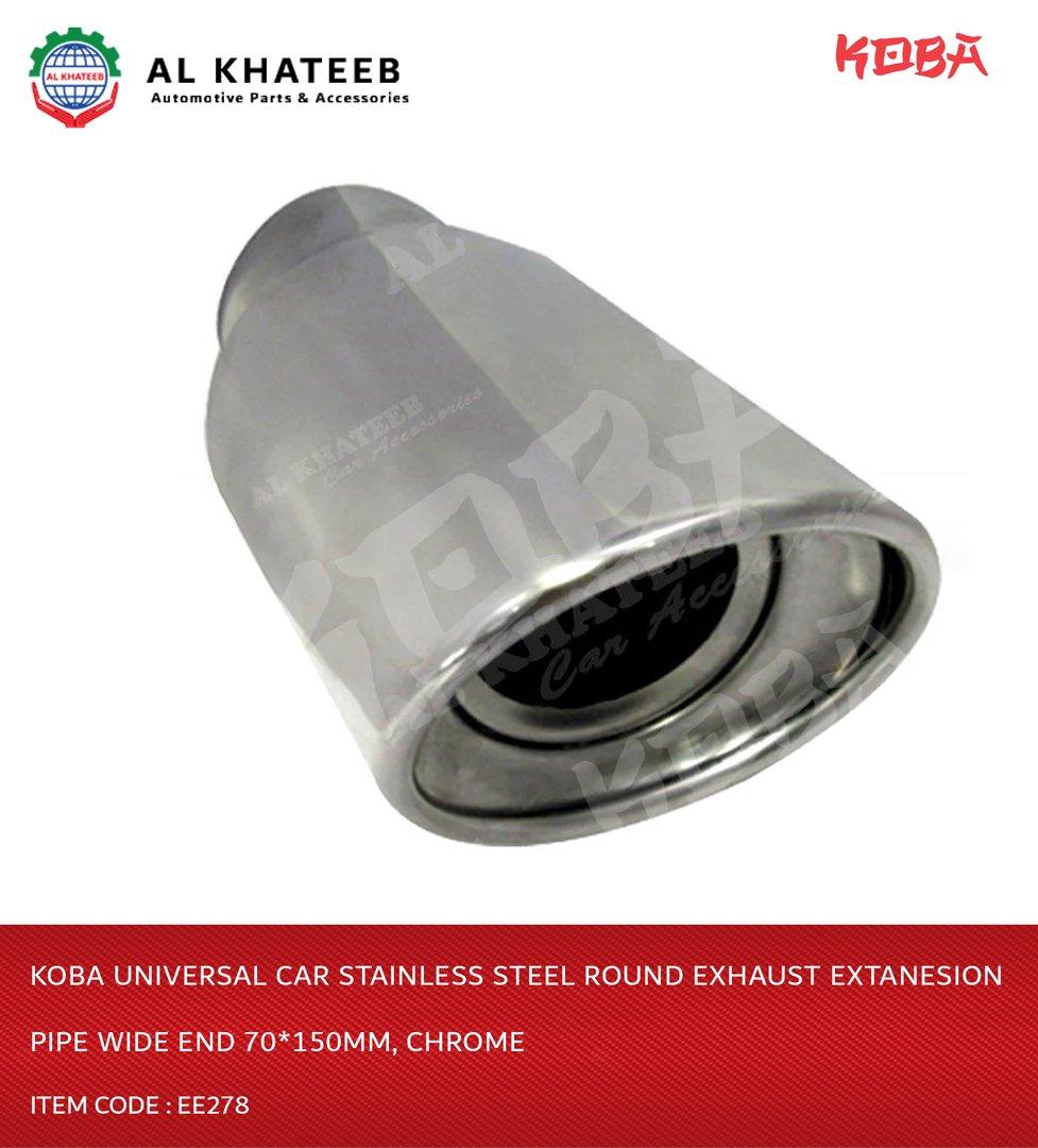 Universal Car Stainless Steel Round Exhaust Extanesion Pipe Wide End 70*150Mm, Chrome