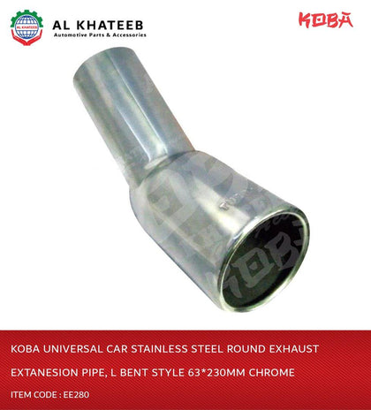 Universal Car Stainless Steel Round Exhaust Extanesion Pipe, L Bent Style 63*230Mm Chrome