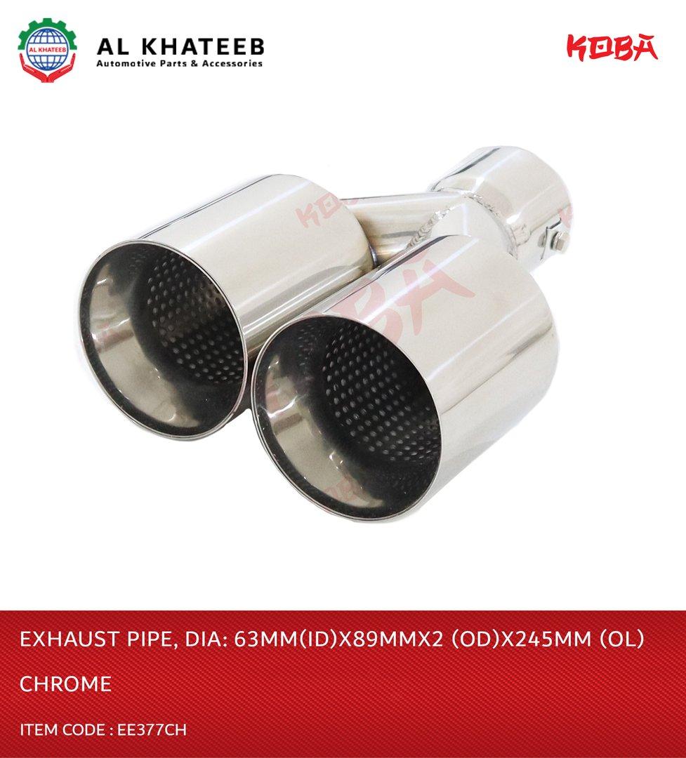Koba Universal Car Chrome Stainless Steel Exhaust Pipe 63Mm(Id)X89Mmx2(Od)X200Mm(Ol)