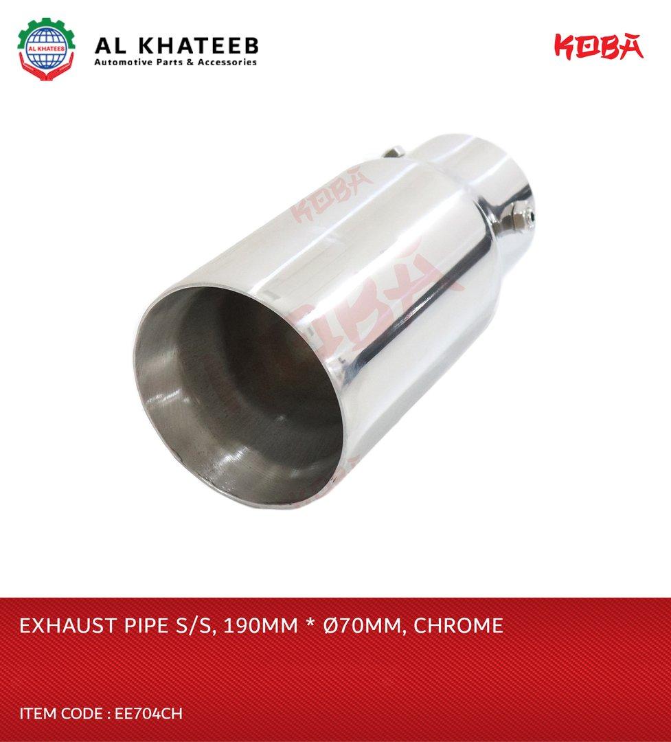 Koba Universal Car Stainless Steel Round Exhaust Extension Pipe With Clamp 190*70MM, Chrome