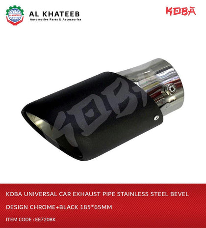 Universal Car Exhaust Pipe Stainless Steel Bevel Design Chrome+Black 185*65MM