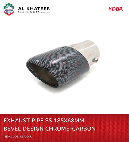Exhaust Pipe SS 185X68Mm Bevel Design Chrome-Carbon