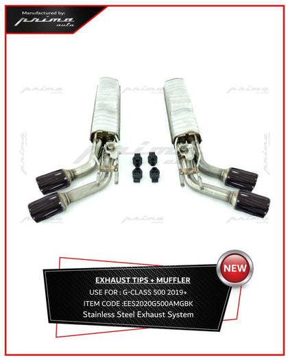 Prima Car Special Exhaust System Tips Pipes + Muffler Kit G-Class G500 2019+ Upgrade Amg Style, Stainless Steel 304 Black
