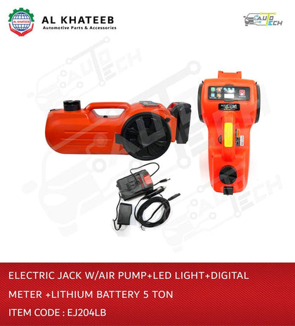 Electric Jack+Air Compressor+LED Warning Light +Digital Meter+Lithium Portable Battery 5TON