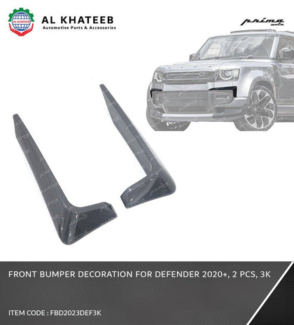 Auto High Quality 3K Carbon Fiber Front Bumper Decoration Defender 2020-2022, 2Pcs/Set(A)