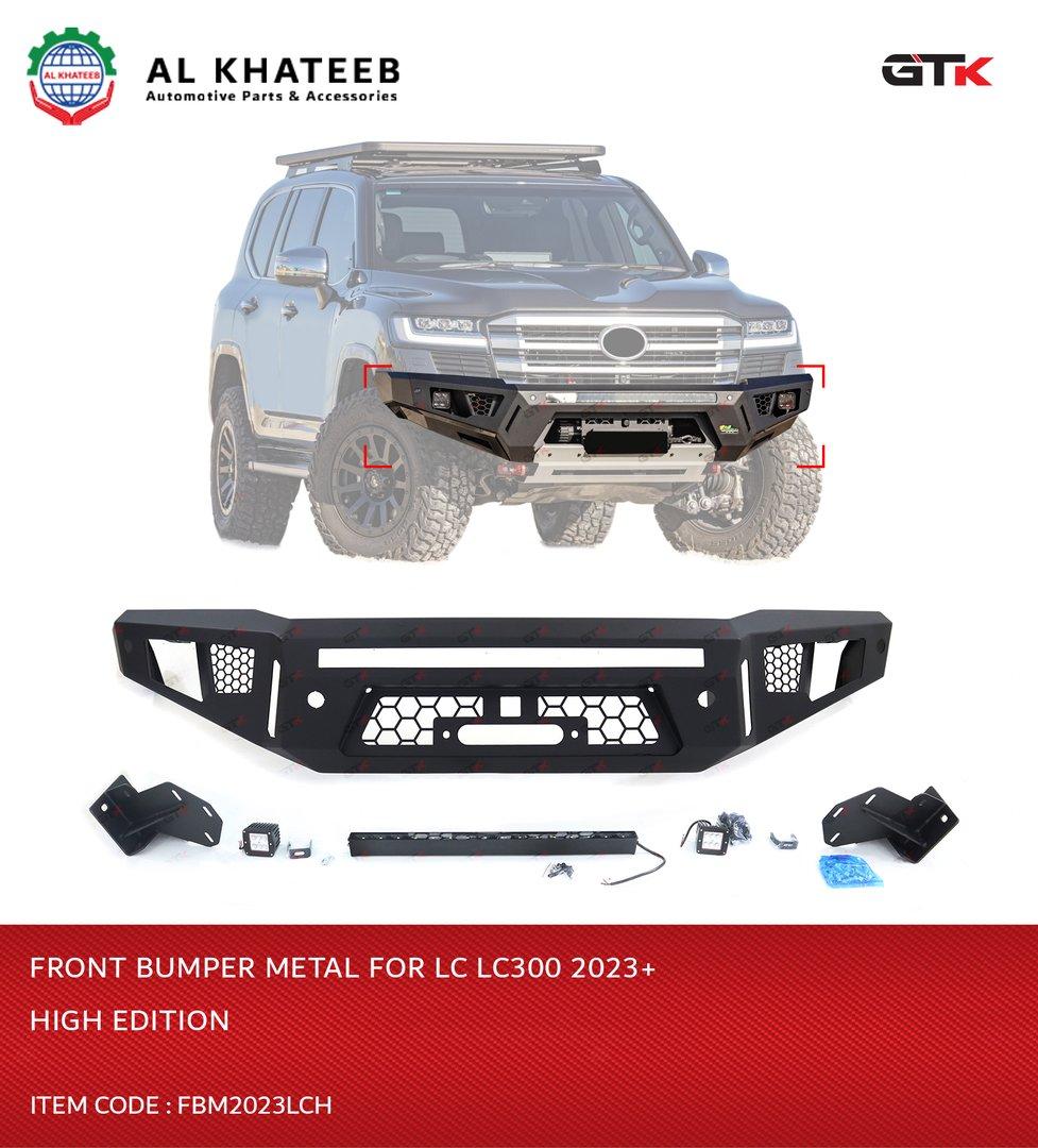 Car Heavy Duty Front Bumper Metal High Edition Land Cruiser LC300 2023+, Chrome