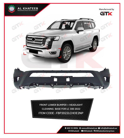 GTK Car Lower Front Bumper Land Cruiser LC300 2022+ With Head Light Cleaning Base