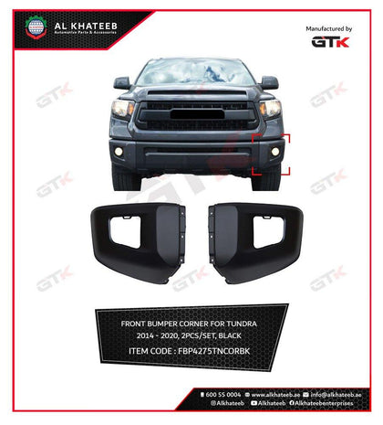 GTK 2Pcs Set Front Bumper Corner For Tundra 2014-2020, Black