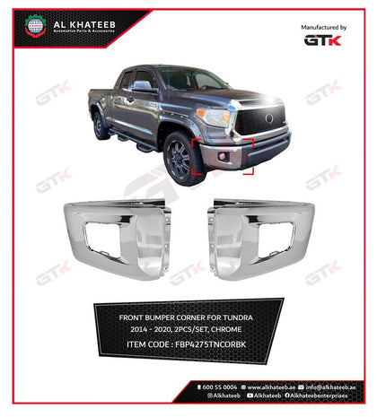 Tundra Front Bumper Fog Light Corner Cover 2014-2020, 2PCS/Set Chrome