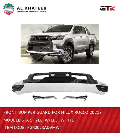 Front Bumper Guard for Hilux Rocoo 2021+ Modelista Style with LED - white