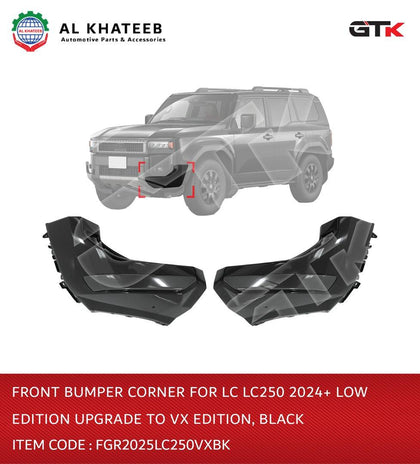 Front Bumper Corner For LC250 2024+ Low Edition Upgrade To Vx Edition, Black