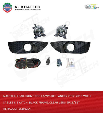 Car Front Fog Lamps Kit Lancer 2012-2016 With Cables & Switch, Black Frame, Clear Lens 2Pcs/Set
