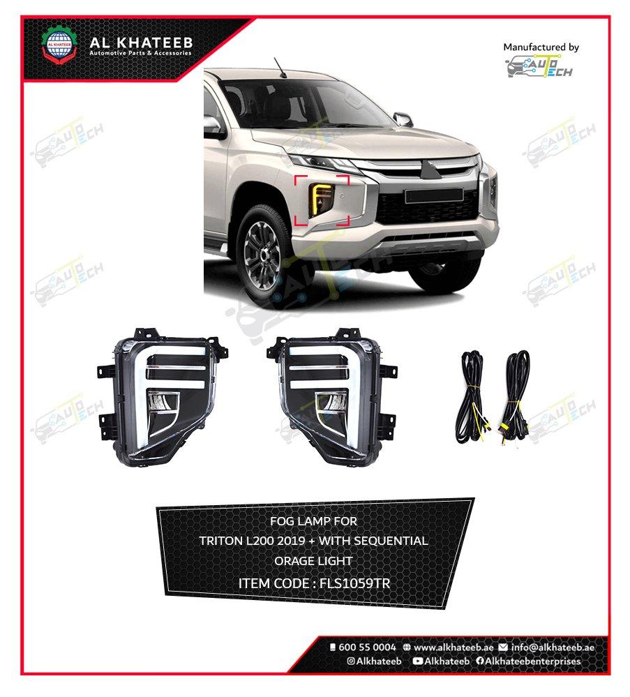 Car Front Fog Lamps Kit With Wire And Switch And Sequential Orange Light Triton L200 2019+