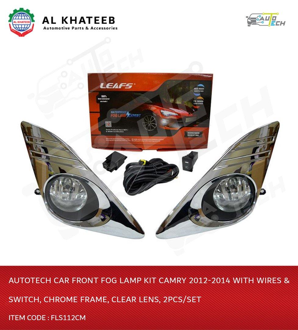 Car Front Fog Lamp Kit Camry 2012-2014 With Wires & Switch, Chrome Frame, Clear Lens, 2Pcs/Set