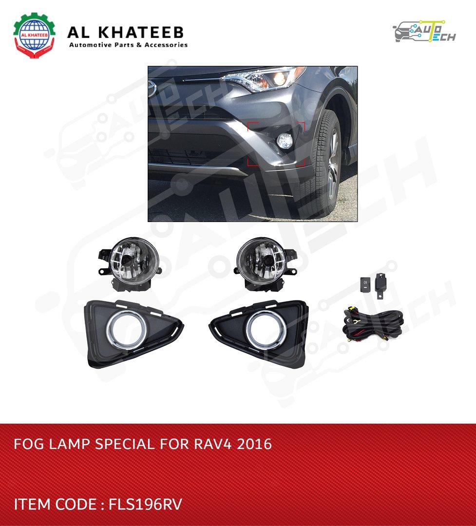 Car Front Fog Lamp Kit RAV4 2016-2019 With Wire & Switch, Black Frame, Clear Lense, 2Pcs/Set