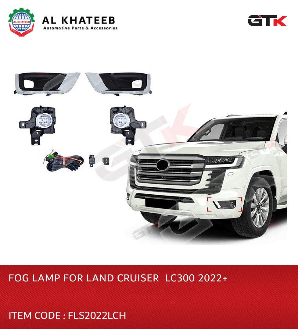 Car Front Fog Lamp Kit Land Cruiser Lc300 2022+ With Wire & Switch, Chrome Frame, Clear Lense, 2Pcs/Set