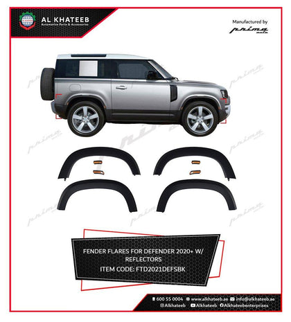 Prima Car Fender Flare Defender 110 2021+ With Reflectors 6Pcs/Set Matte Black