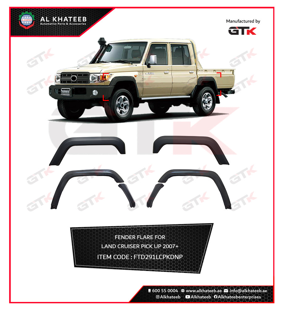 Fender Flare for LC Pickup FJ79 D-Cabin 4-Door 2007-25 No Paint