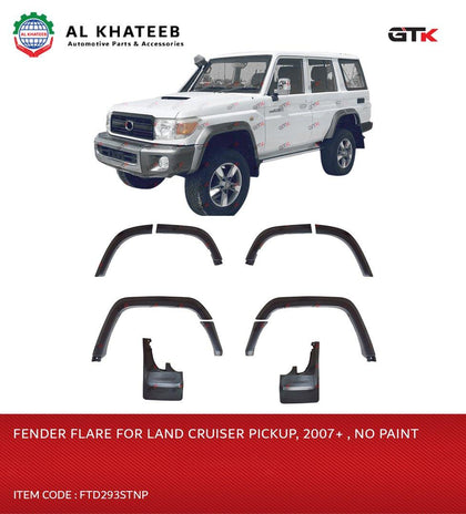 Fender Flare With Mud Flap For Land Cruiser FJ76 2007+, No Paint
