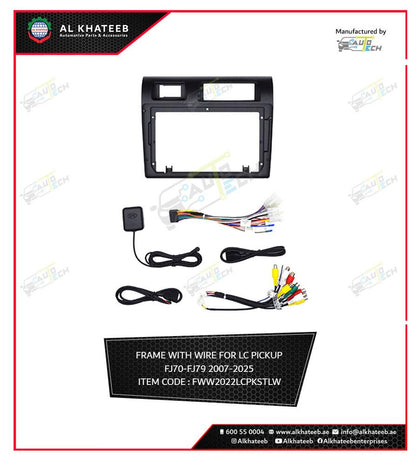 Car Center Console Android Radio Frame With Wire Land Cruiser Pickup FJ70-FJ79 2007-2025, Black
