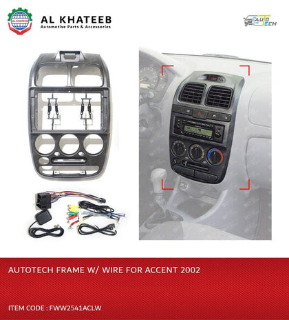 Autotech Car Stereo Dash Radio Fascia Kit, 9In Car Radio Fascia Navigation Panel Frame With Wires Accent 2002