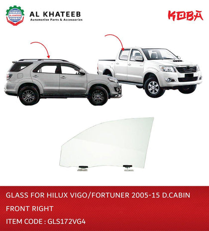 Glass for Hilux Vigo/Fortuner 2005-2015 D.Cabin Front Right