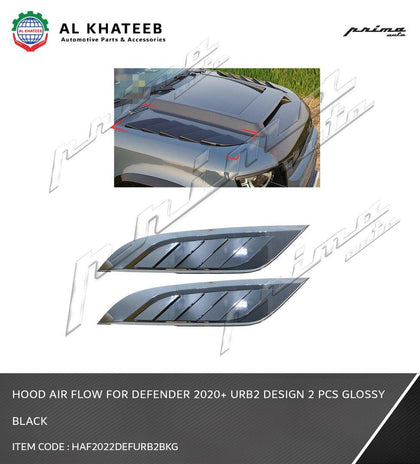 Hood Air Flow for Defender 2020+ Urb2 Design 2 Pcs Glossy Black
