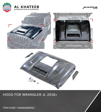 GTK Performance Engine Hood Bonnet With Glass and Air Ducts Wrangler JL 2018+