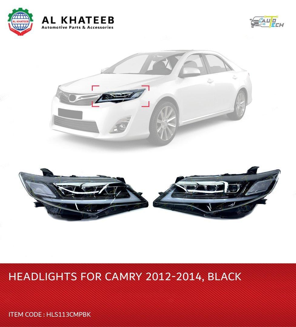 Headlight for Camry with 3 Lenses 2012-14, 2 PCS Black