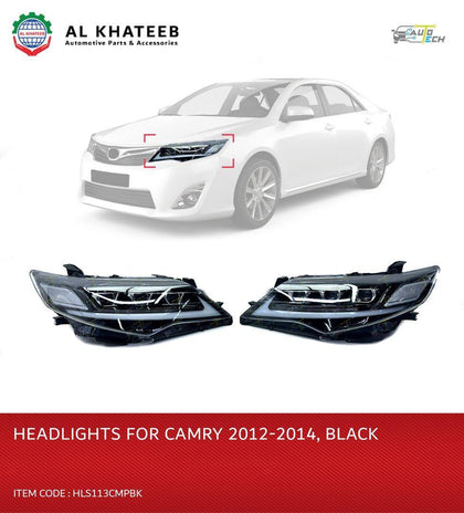 Headlight for Camry with 3 Lenses 2012-14, 2 PCS Black