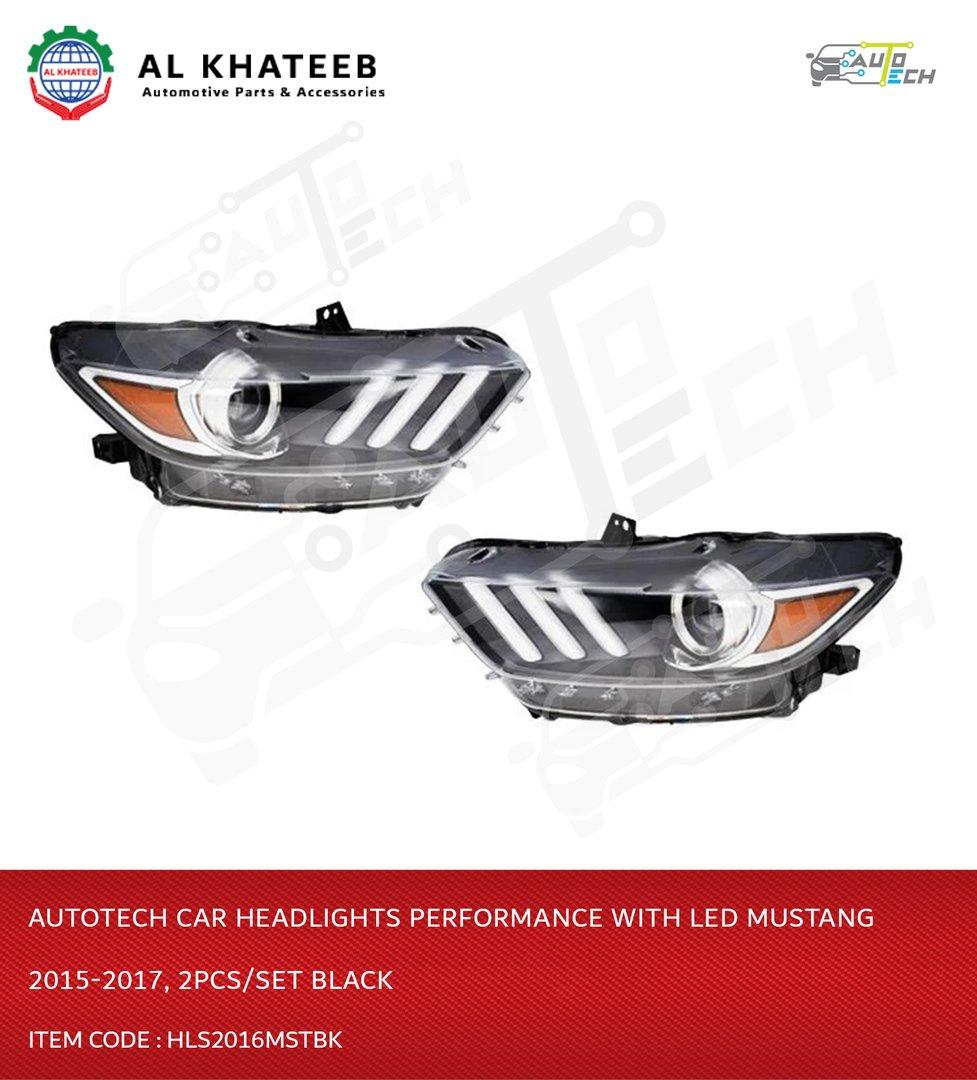 Car Headlights for Mustang Performance With LED 2015-2017, 2PCS/SET Black
