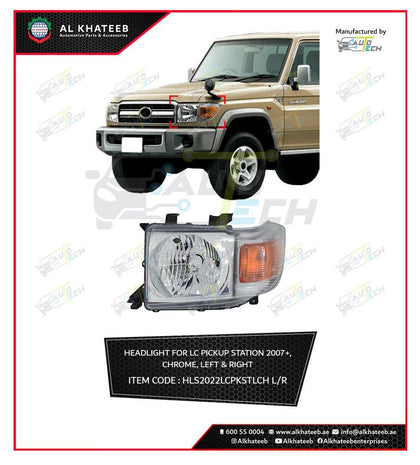 Car Headlight Land Cruiser Pickup Station 2022+, 1PC/Set Left, Black