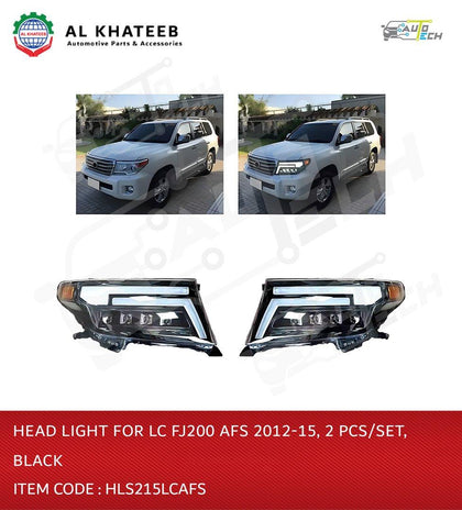 Headlight for LC FJ200 AFS 2012-2015 2PCS/SET Black