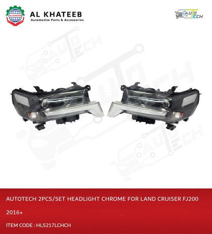 Land Cruiser FJ200 Car Headlight High Edition 2016-2021, 2PCS/SET Chrome