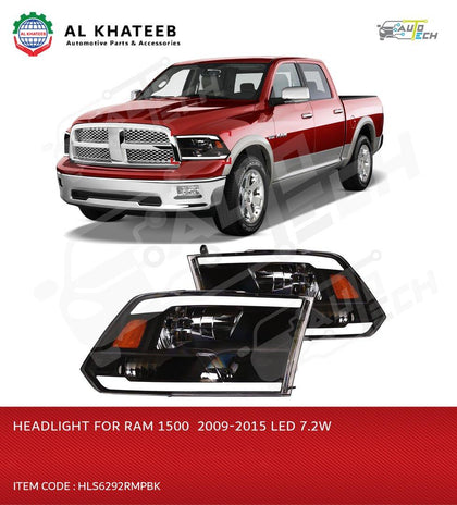 Car Performance Headlights Full LED Sequential Quad Projector Signal Amber Reflector RAM 1500, Black Housing 2PCS/Set, Bugati Style