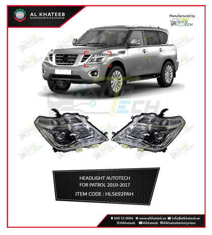 AutoTech Car Headlights Performance Patrol Y62 2010-2017, 2Pcs/Set Black+Chrome