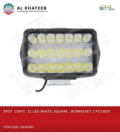 Universal Car & Motor LED Spot Light Bar White 21LED DC 12V With Bracket, Black Plastic Housing 2PCS/Set