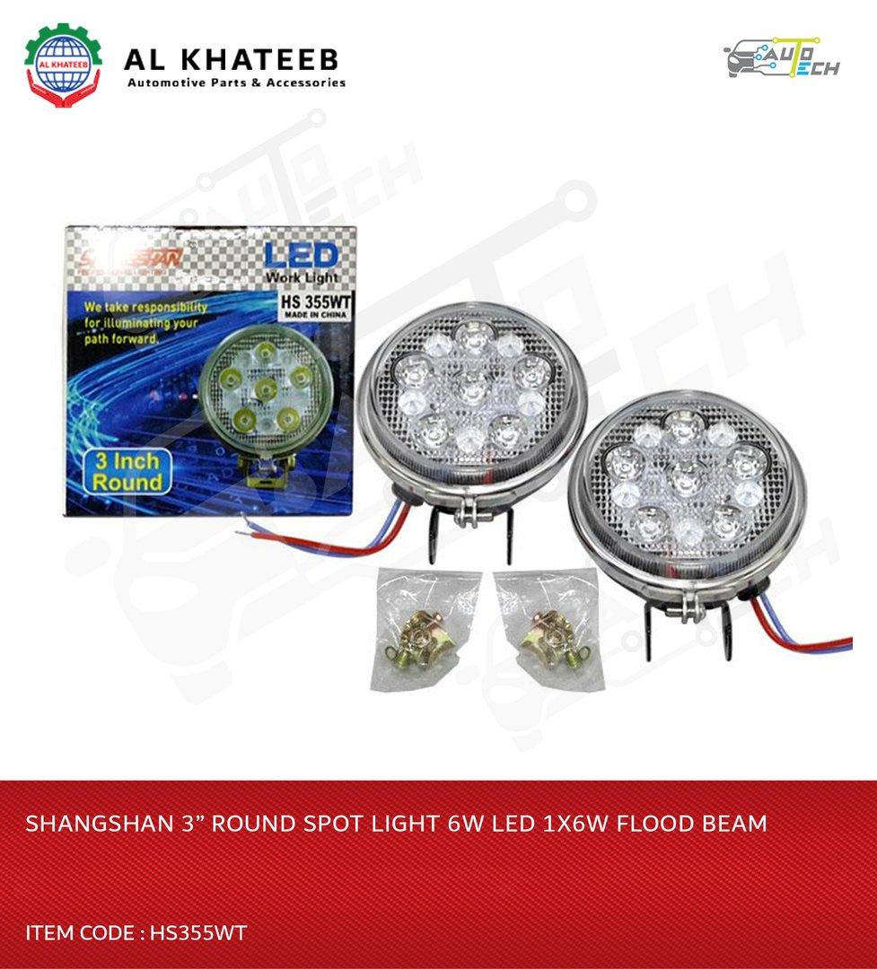 Car Spot Light LED Universal Truck, Off-Road 3” Round  6W Flood Beam, 2Pcs/Set