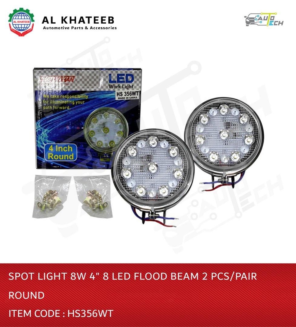 Car Spot Light LED Universal Truck, Off-Road 4” Round  8W Flood Beam