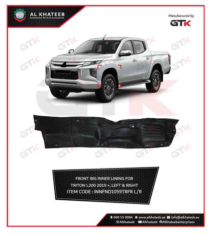 Car Front Fender Big Inner Lining Triton L200 2019-2022, 1Pc Right