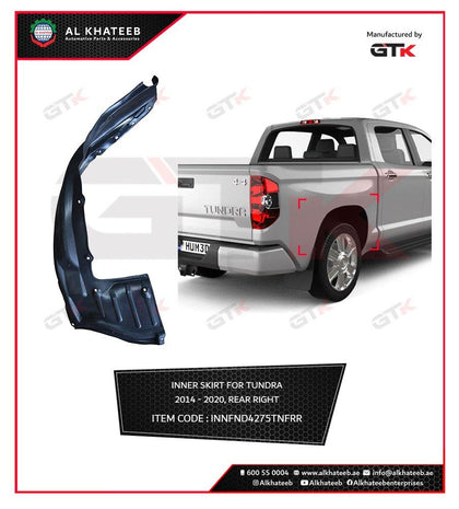 GTK Rear Splash Shield Inner Skirt Fender Liner Right Side Tundra 2014-2020