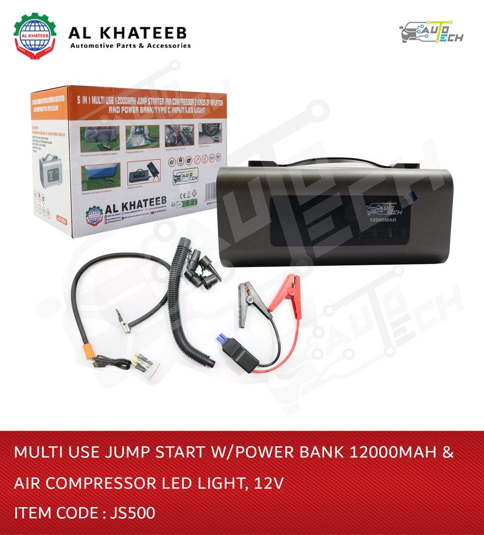 MULTI USE FOR POWER BANK W/JUMP STARTER 12000MAH & AIR COMPRESSOR LED LIGHT, 12V