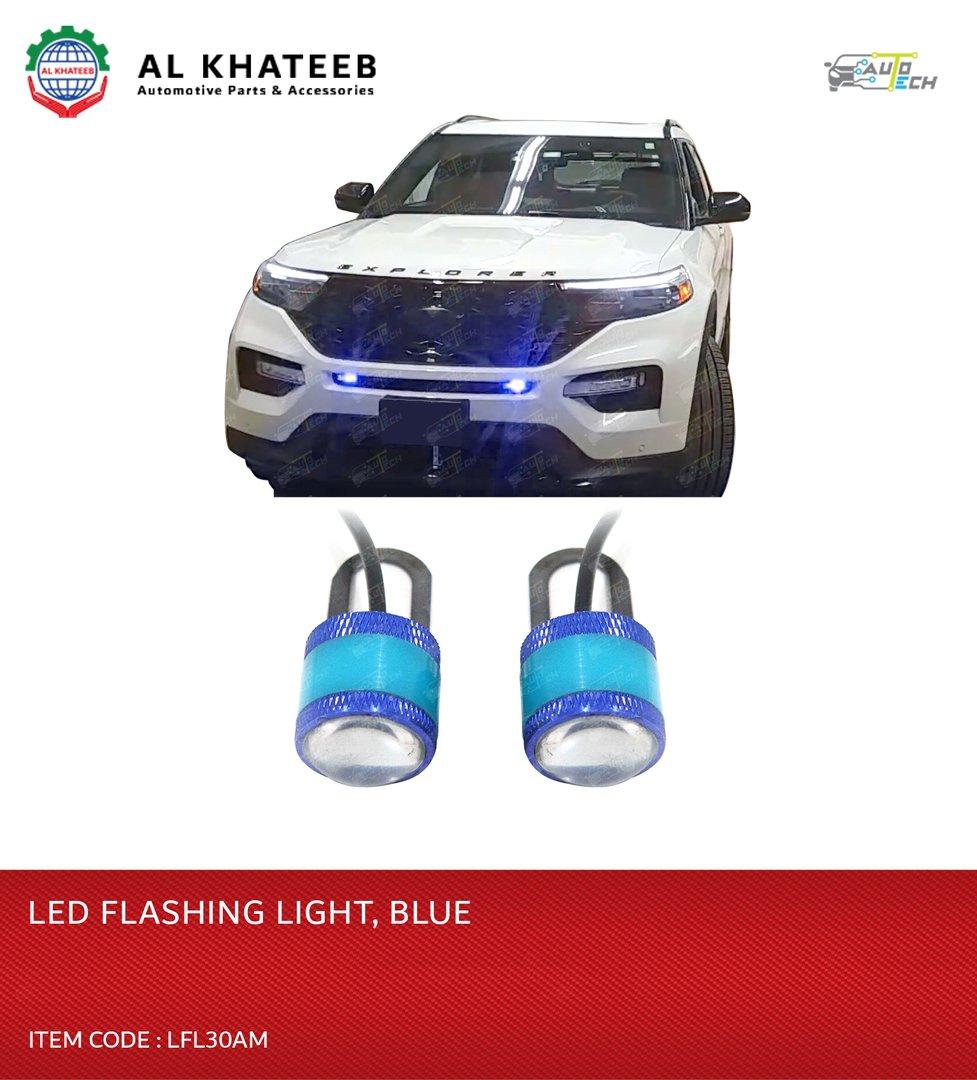 AutoTech Universal Car/Motorcycle Eagle Eye Flash Light 12V LED Strobe Lights Warning Brake, 2Pcs/Pair Blue