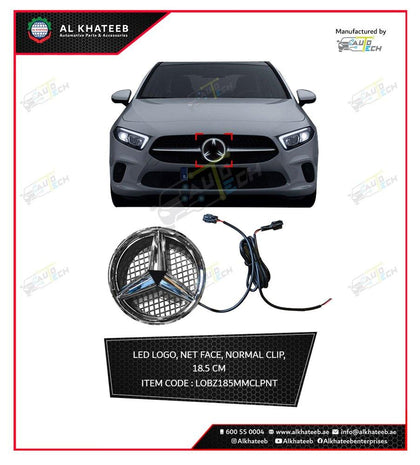 Led Emblem Light Car Front Grille Illuminated Logo Star Badge, Net Face 18.5Cm