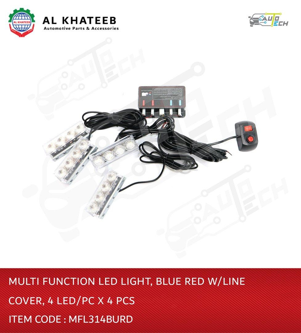 Multi Function LED Light Blue Red with Line Cover 4LED/PC X 4 PCS